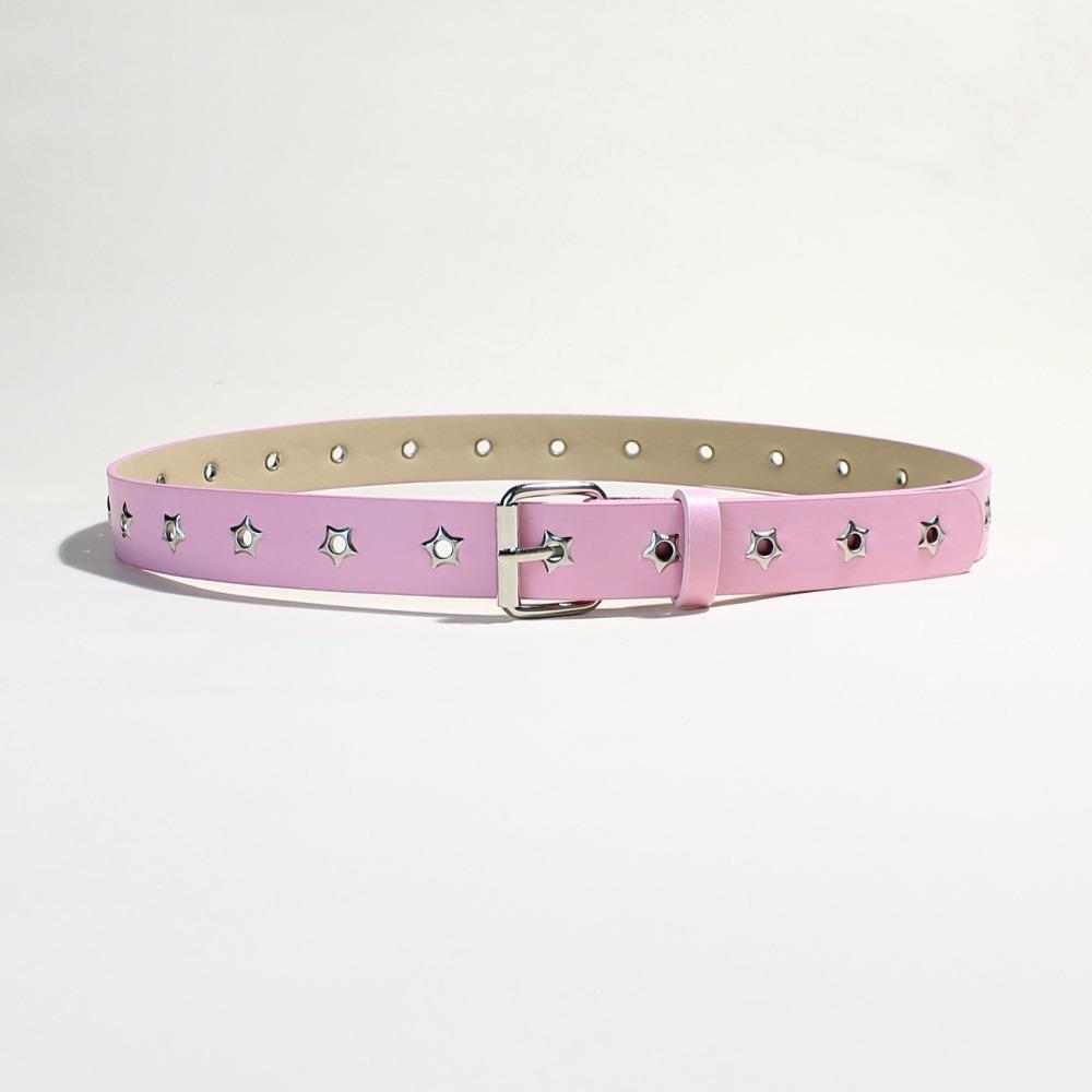 Fashion Punk Women's Belt Star Hollow Eyelet Korean Style Metal Buckle Waistband Casual Versatile Waist Strap Jeans Decor