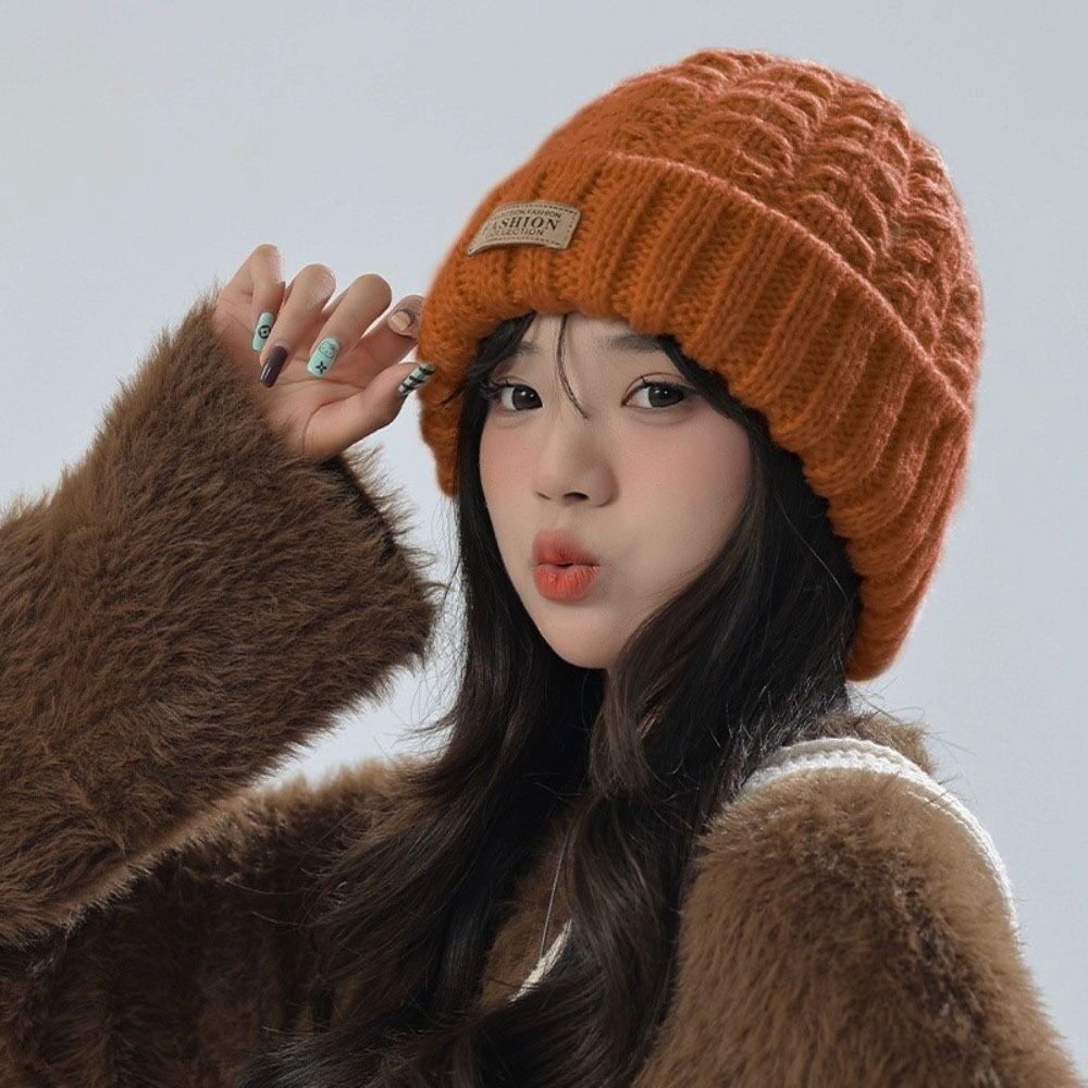 2Pcs Thicken Neck Guard Hat Set Korean Style Warm Scarf Fashion Knitted Hat Scarf Outdoor