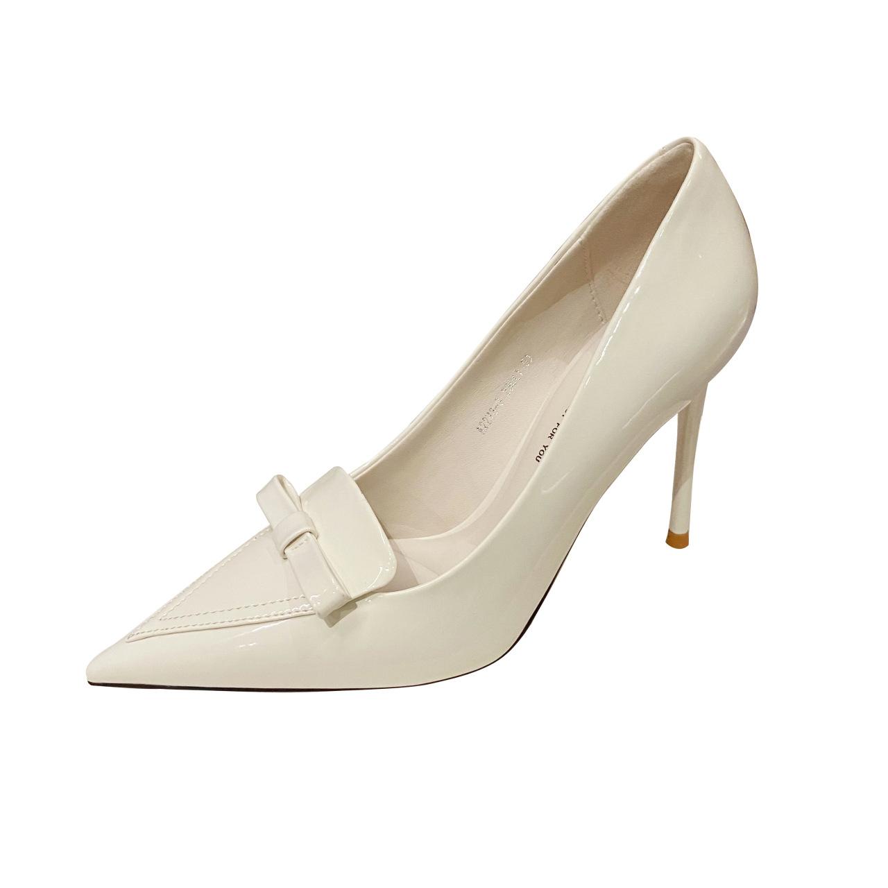 Остроконечные высокие каблуки женские весна 2024 новые сексуальные каблуки с бантом туфли — фото 6