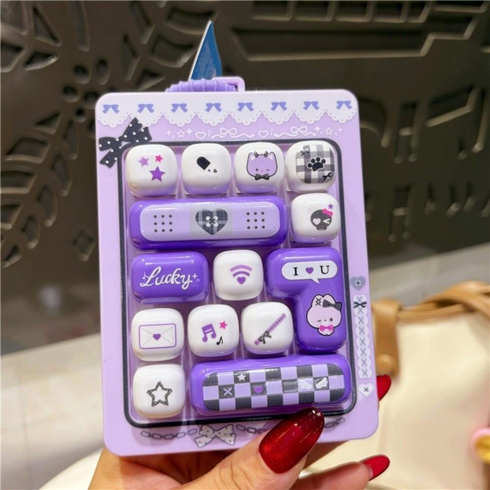 Cartoon 14 Keys Keyboard Keychain Cute Stress Relief Fidget Toy Student Gift