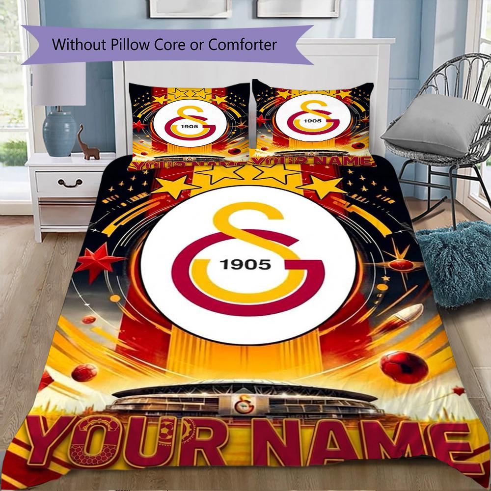 Custom Name Galatasaray Pattern Bedding uilt Set uilt Cover Pillowcase Home Decoration Birthday Gift (1*duvet cover+2*pillowcase without core)
