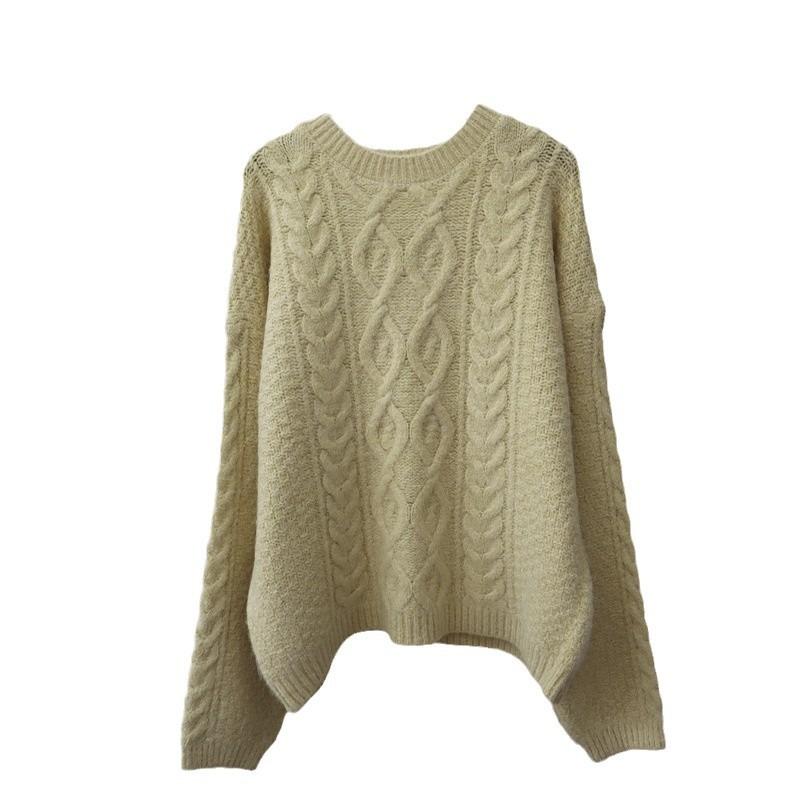 Thickened Twist Gentle Wind Knitted Sweater Top Autumn and Winter New Loose Soft Waxy Sweater Pullover Woman