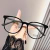 Korean Style Anti-Blue Light Ultralight Eyeglass Frames for Women - Large Frame, Cold Tea Color, Face-Slimming with Prescription Option