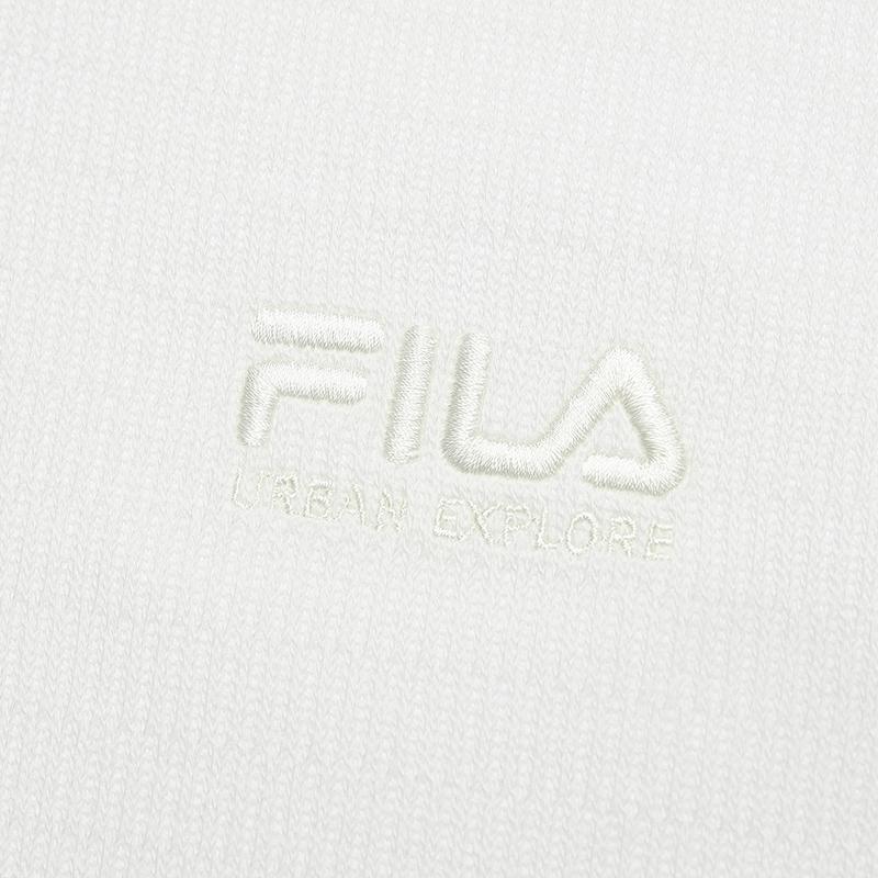 Fila Urban Explore Fashion Sports Casual Simple Style Breathable Elastic High Neck Knit T-Shirt Women Tops White A11W548209FWT