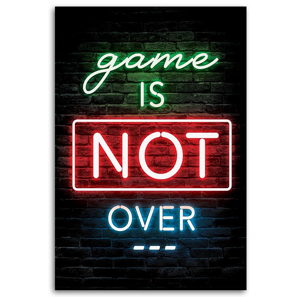 Canvas Print, Neon Gaming Inscription