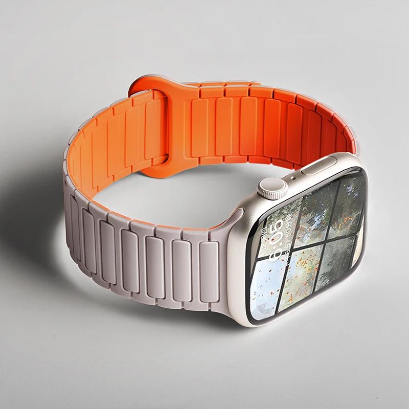 Silicone Strap for Apple Watch Ultra 2 49mm 42mm 45mm 41mm 44mm 40mm Magnetic Band for iWatch Series 10 46mm 9 8 7 6 SE 5 4 3