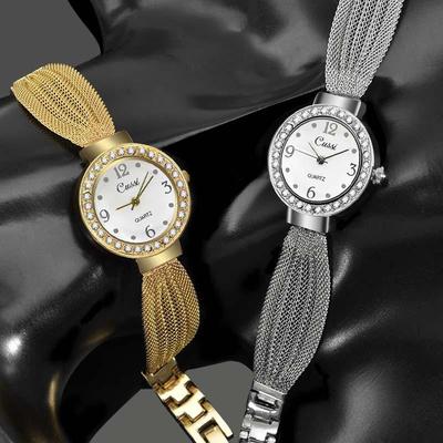 Relógio de Quartzo Feminino de Moda de Luxo Versão Relógio Criativo para Meninas Pulseira de Malha da Moda Relógio Bracelete Feminino
