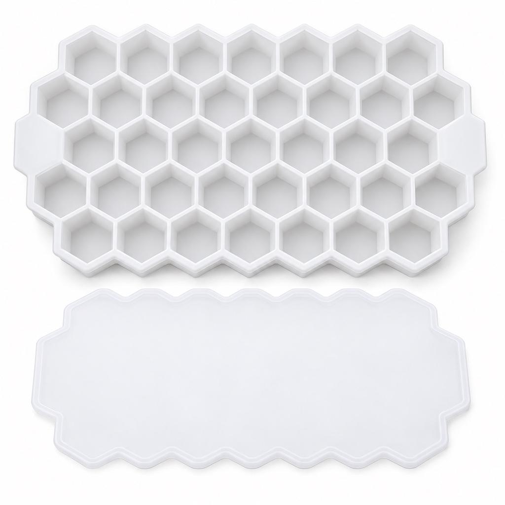 37-Cell Honeycomb Silicone Ice Tray with Lid, 4 Color Options