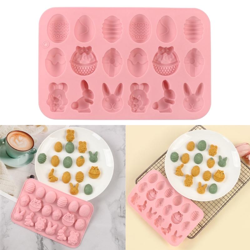 Food Grade Silicone Chocolate Mold Easters Themed Rabbit Eggs Cake Cookie Mould Convenient Kitchen Dessert Baking Tool