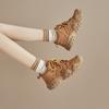 Leather platform sneakers women's 2025 new autumn brown short boots retro outdoor hiking desert boots