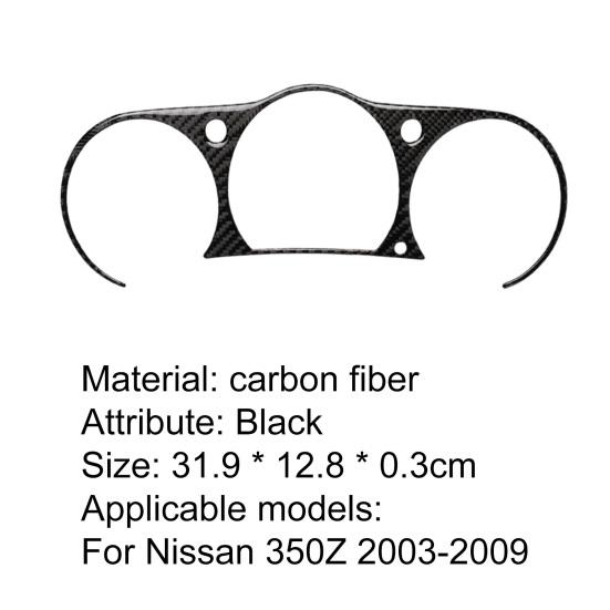 Black Carbon Fiber Speedometer Sticker Cover Trim Car Interior Decor for Nissan 350Z 2003-2009