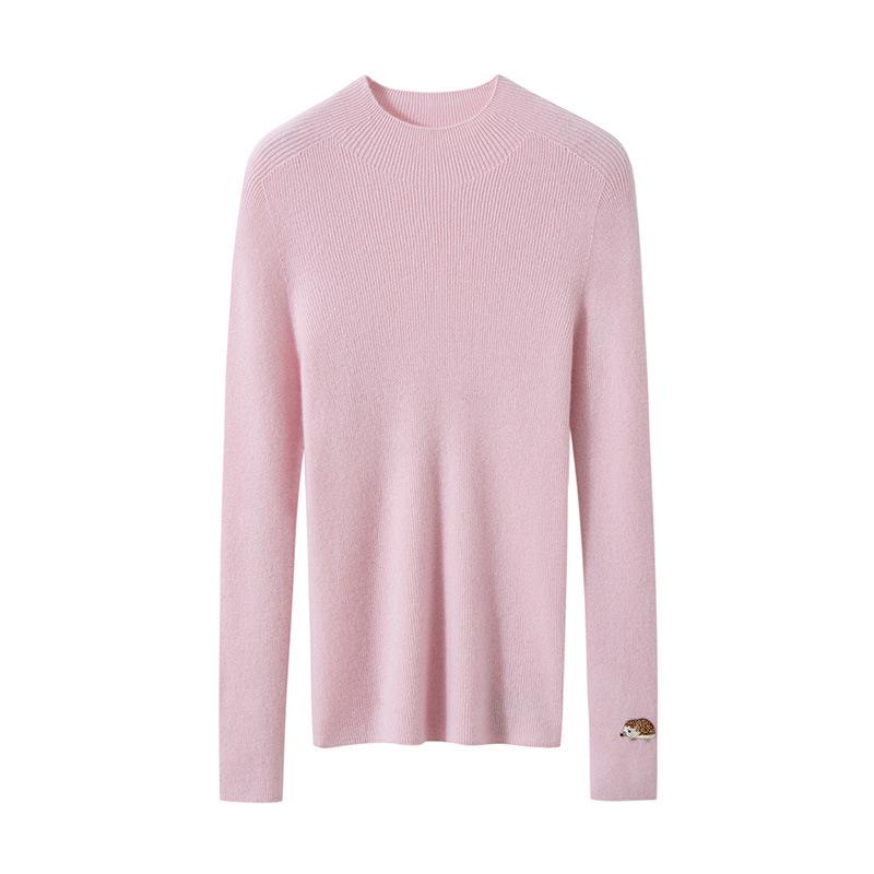 Autumn/Winter 2025 Women's Slim-Fit Striped Cashmere Embroidered Knit Top