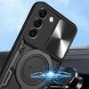 For Samsung Galaxy S22 5G Rotatable Kickstand Back Cover PC+TPU Phone Case with Slide Camera Lid