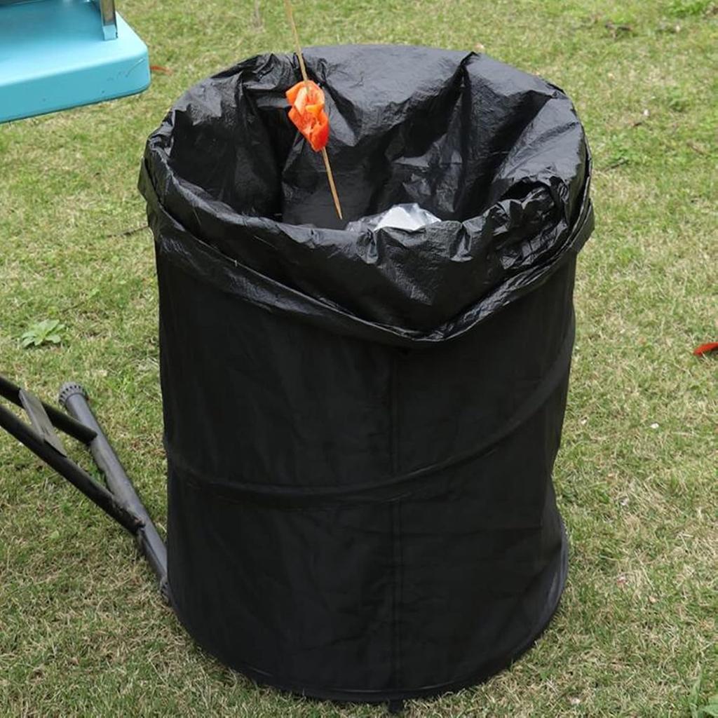 Black Collapsible 10 Gallon Pop Up Garbage Can for Camping, Outdoor, Travel