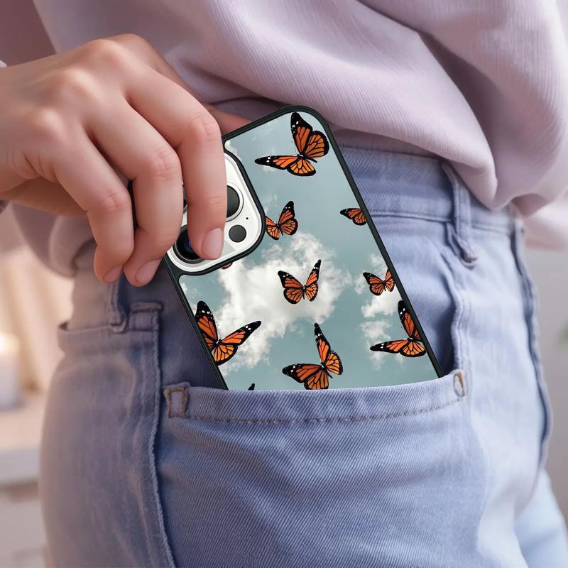 Cute Aesthetic Butterfly Phone Case For iPhone 17 Air 15 16e 14 13 Pro Max Coque 12 11 Pro Max PLUS cover