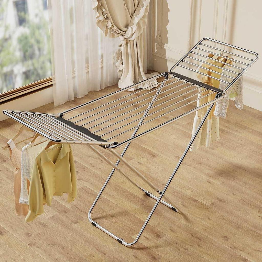 Stainless Steel Folding Clothes Rack for Indoor/Outdoor Use - Ideal for Home, Bedroom, Balcony, Living Room, and Quilt Drying