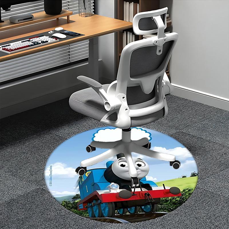 

Thomas Train Chair mat Round Rug-Office carpet, Machine Washable, Non-slip, Suitable for Living Rooms, Bedrooms 80cm