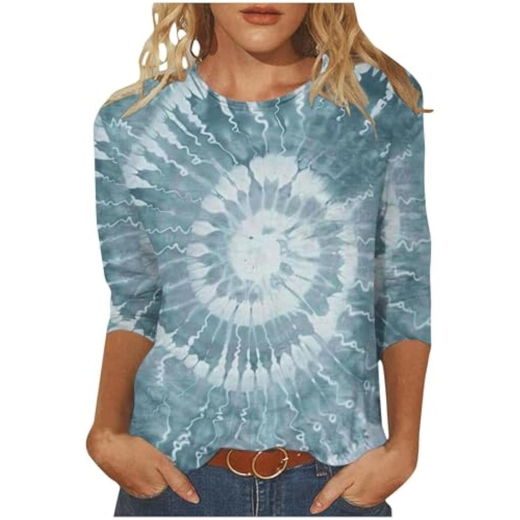 Frühling und Herbst Rundhals Bunt 3D-Druck Oberteil Modisches Lässiges Langarm Damen-T-Shirts