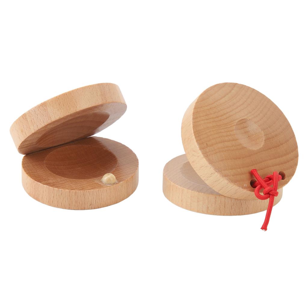 1 Pair of Wooden Castanets Kids Education Wood Finger Clappers Percussion Musical Instruments