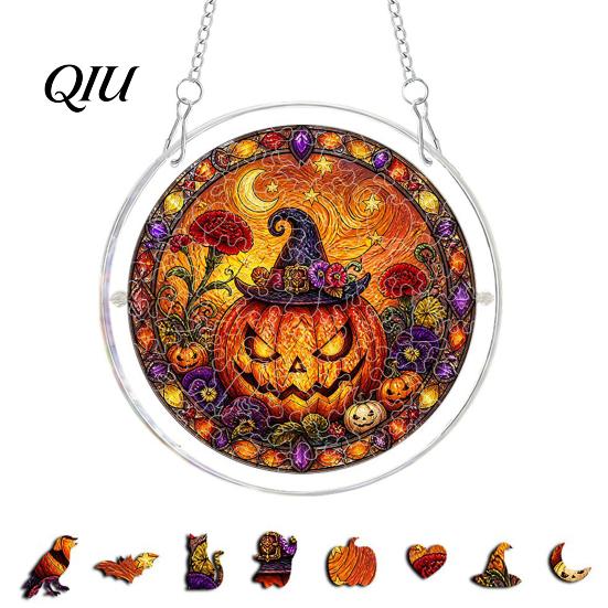 Halloween Party Decor Acrylic Puzzle Suncatcher, 7.87 Inch Sun Catcher Window Suncatcher Hanging Ornament, Ideal for Gifting and Home