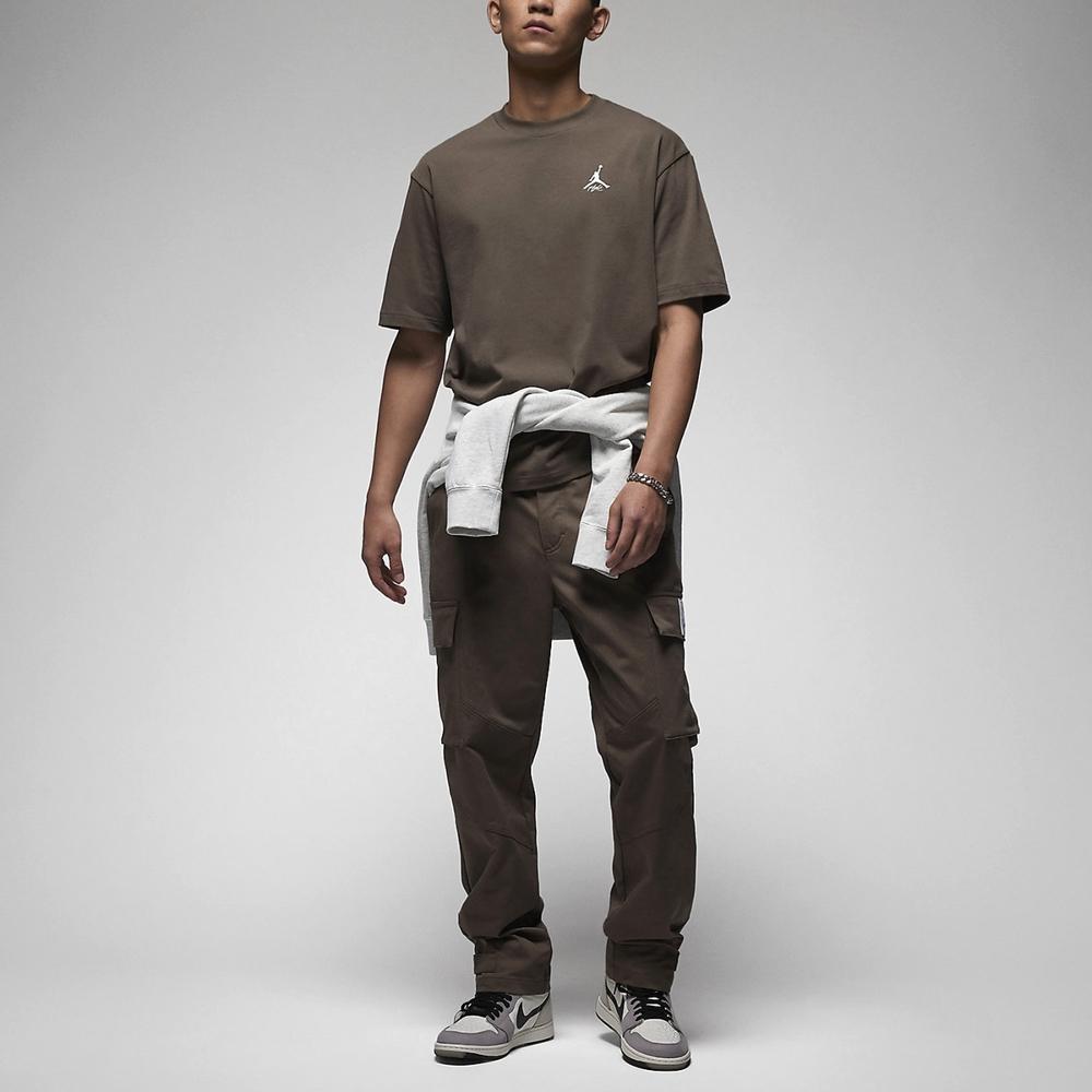 Jordan Alphanumeric Pattern Print Vintage Round Neck Short Sleeve T-Shirt Men Tops Brown DX9562-274