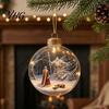 Seasonal Home Decor Accessories Christmas 3D Faux Crystal Ball Hanging Ornaments with Warm LED Miniature Winter Scene Lights, Luminous Tree