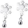 Snowflake Silver Plated Stud Earrings - Korean Mori Style, Light Bead Design, Perfect for Christmas