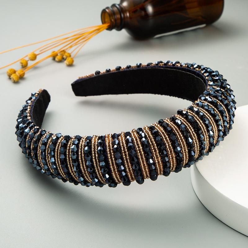 Crystal Hair Bands Womens Baroque Style Thickened Sponge Headband for Elegant Hair Accessories