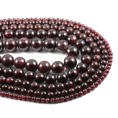 Garnet Punch Loose Round Beads Charms Gemstone for DIY Necklace Anklet Bracelet Craft Jewelry Accessory