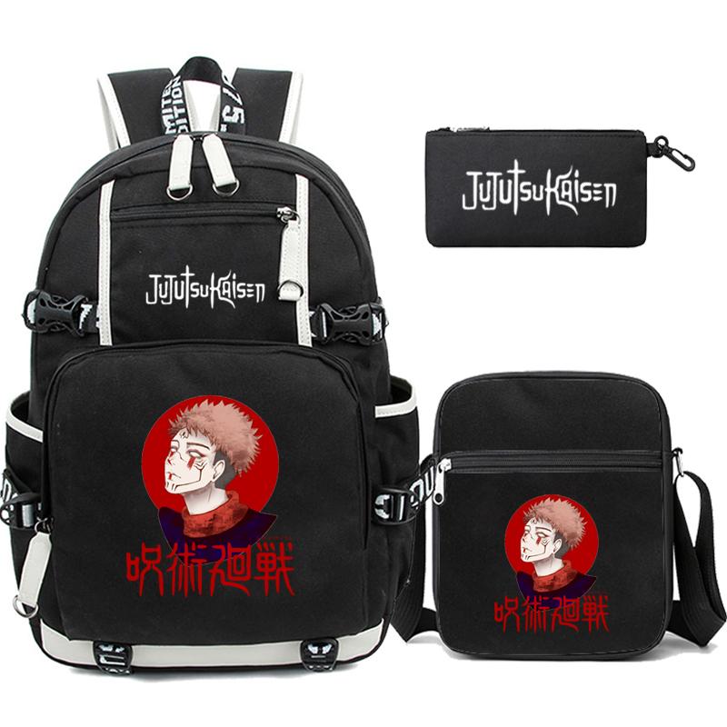 3ks/set Anime Uzumaki Batoh pro dospívajícího chlapce Zpátky do školy Batoh Student Schoolbag Cestovní taška pro volný čas
