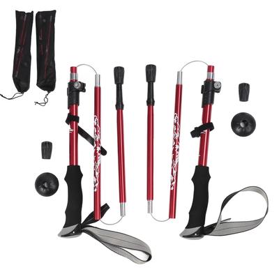 2 Pcs Hiking Pole Super Light Sturdy Aluminum Alloy Aluminum Alloy Walking Mountain Climbing Stick Red