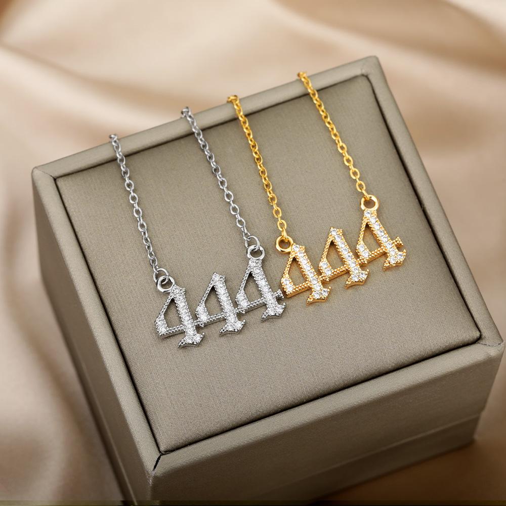 Angel Number Necklaces For Women 111 222 333 555 666 777 888 999 444 Devil Necklace Stainless Steel Pendant Men Bff Goth Jewelry
