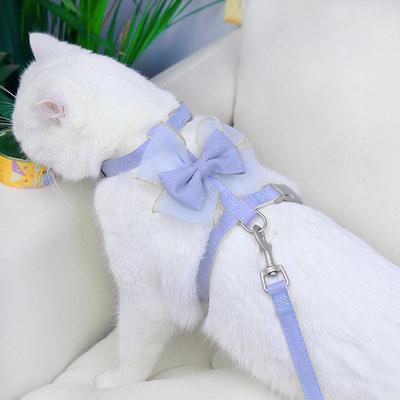 Princess Dog Cat Harness And Leash Set Lace Bowknot Pet Harness Vest Cat Accessories Adjustable Durable Puppy Collar for Walking