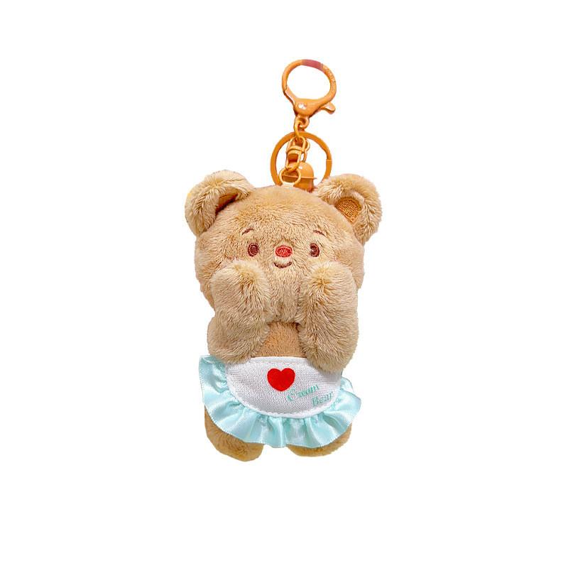 Jinnew Original Cream Bear Holding Face Wearing Apron Plush Pendant Keychain