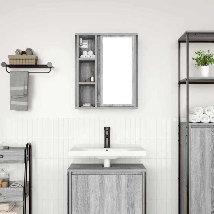 VidaXL Armoire murale de salle de bain miroir sonoma gris 50x21x60 cm, armoire suspendue de salle de bain, meuble mural de 861905