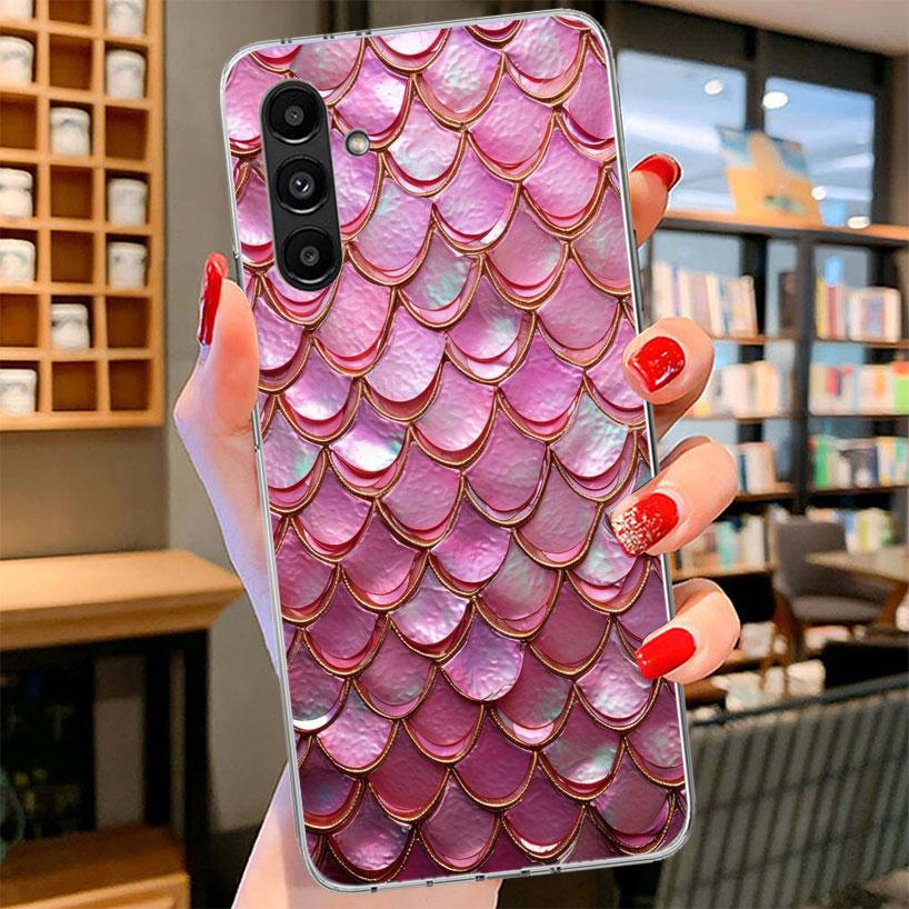Fish Scale Pattern Mermaid Phone Case For Samsung Galaxy A17 A37 A57 A16 A26 A36 A56 A15 A25 A35 A55 A14 A24 A34 A54 A13 A23 A33