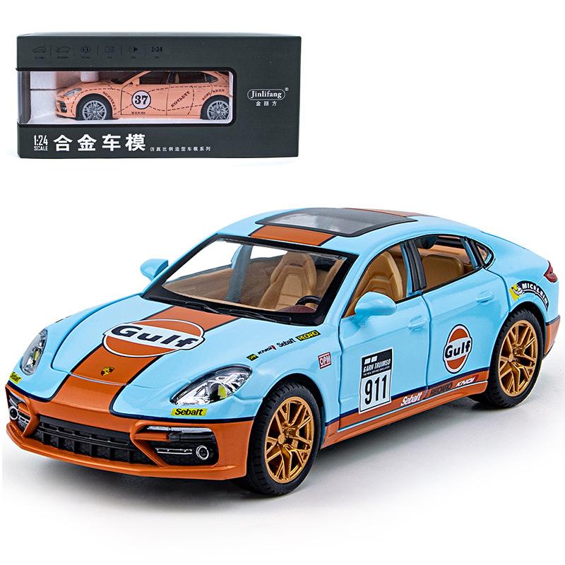 

1/24 масштаб Panamera, литая под давлением модель автомобиля, игрушечный автомобиль с откатным механизмом, звуком и светом для детей, коллекция подарков для мальчиков и девочек 1/24-20x7.5x6cm синий