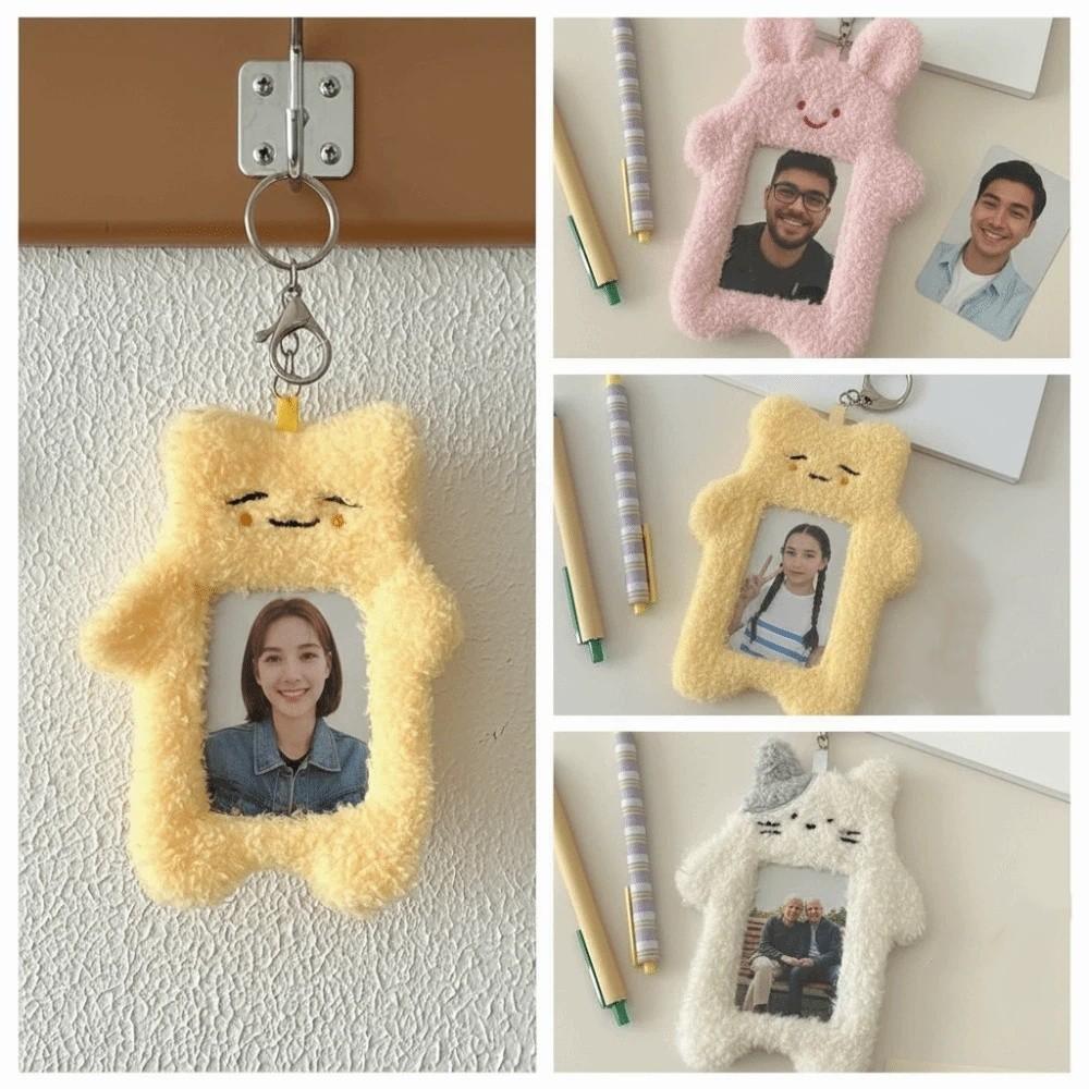 Rabbit Cartoon Plush Photocard Holder Cat Rabbit Photo Protective Case Kawaii Bus Card Holder Lady