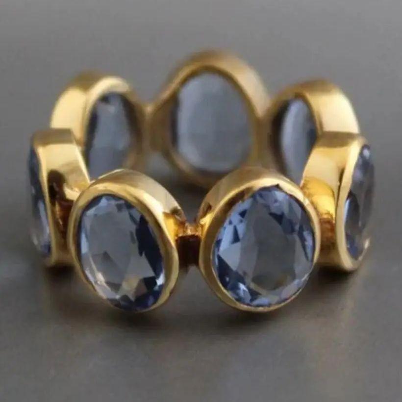 

KSRA Fashion Minimalist Creative Blue Color Round Zircon Rings Trend For Women Party Accessories Gifts Custom Jewelry 6