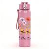 1PC God Is Good All The Time Floral Letter 750ml Color Plastic Sports Water Bottle Leakproof Flip Straw Lid Suitable for Sports Office Home Use