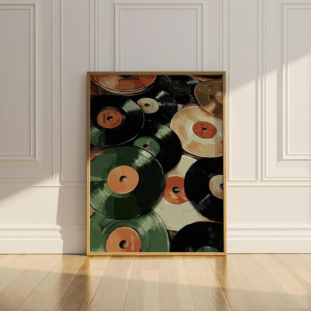 Płyty Winylowe Plakat Druk Abstrakcyjny Mid Century Sztuka Ścienna Retro Dekoracja Artystyczny Modny Nowoczesny DJ Miłośnik Muzyki Prezent Matowe Obrazy