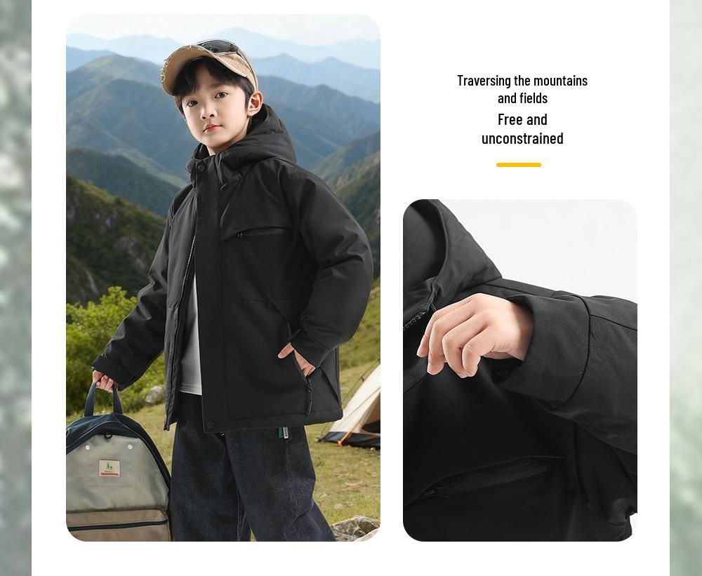 Boys' Winter 2025 Thick Cotton Windbreaker Jacket: Stylish and Warm for Older Kids