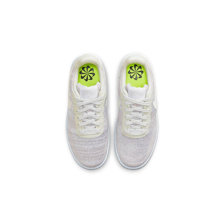 Nike Air Force 1 Crater Flyknit GS White Chambray Blue Kids Sneakers Cream Volt Black DH3375-101