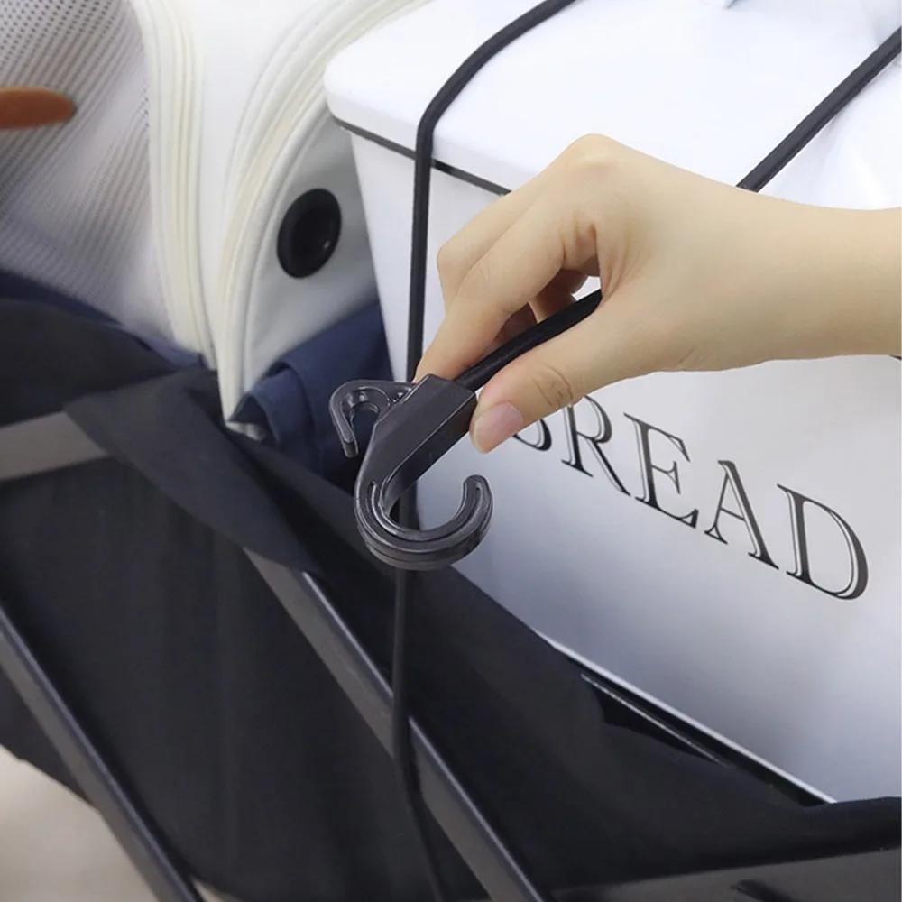 Multifunctional Elastic Rubber Luggage Strap with Hook for Hand-Pulled Cart Camping Tow Strap Adjustable Tie Down Bungee Cord