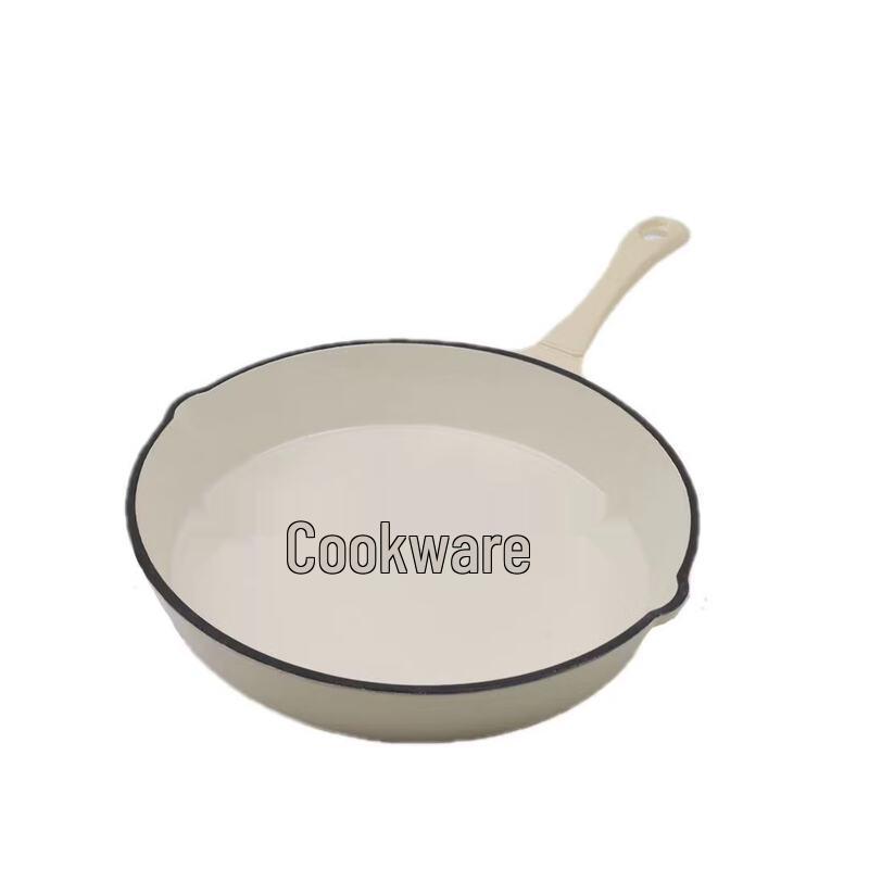 Zhishi Cast Iron Enamel Frying Pan with Spout