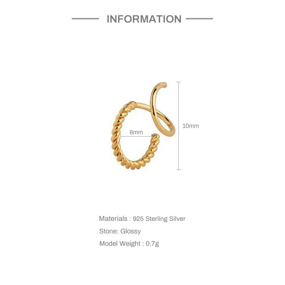 Fashion S925 Sterling Silver Rotating Personality Cool Twist Thread Earrings