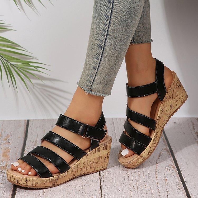 Mode Damen Sandalen 2025 Neue Plateau Sommer Peep Toe Römische Keilsandalen Damen Große Größe Freizeit Sportschuhe Sandalias De Mujer
