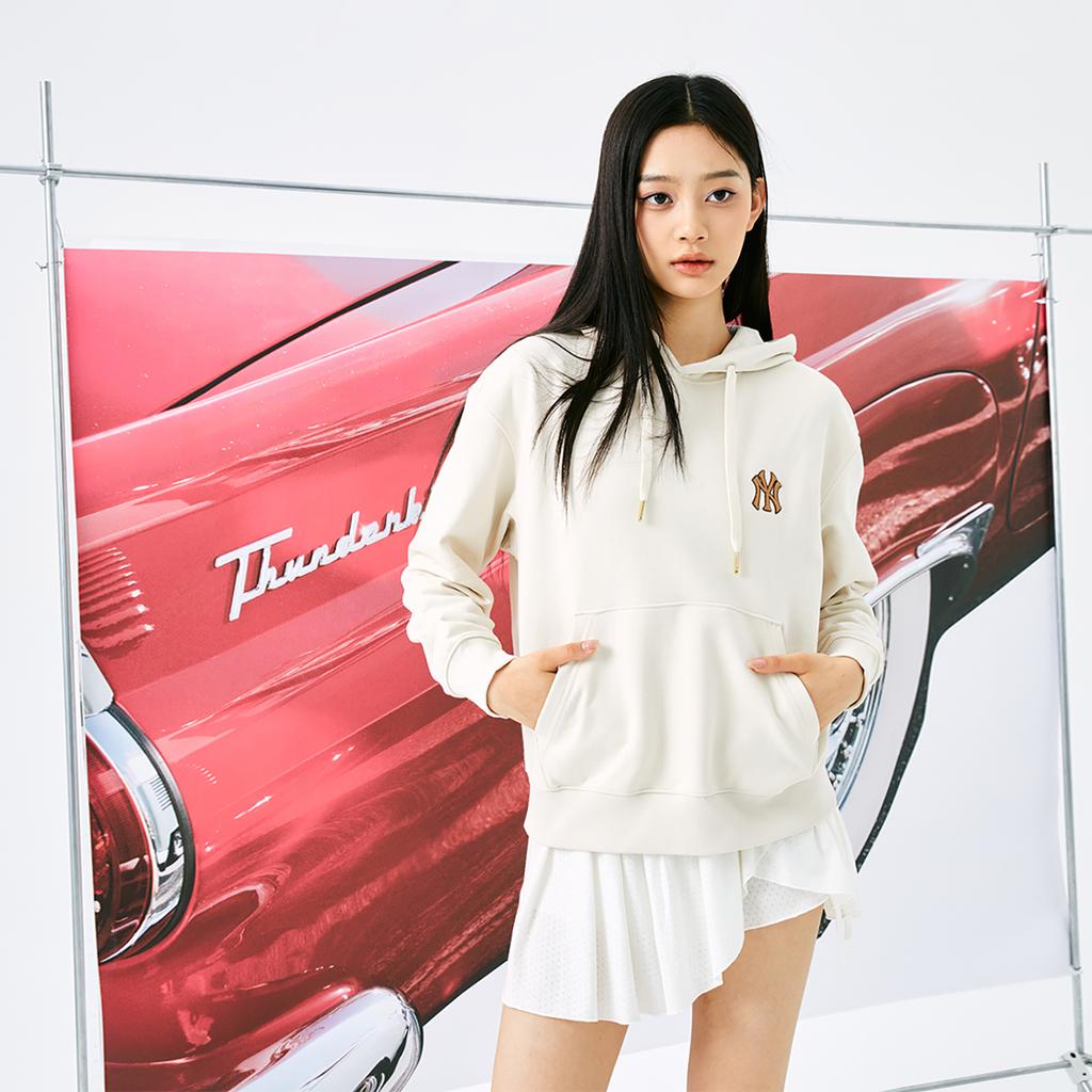 New MLB MONOGRAM Collection New York Yankees 24FW Hoodie Unisex Cream 3AHDM0144-50CRD