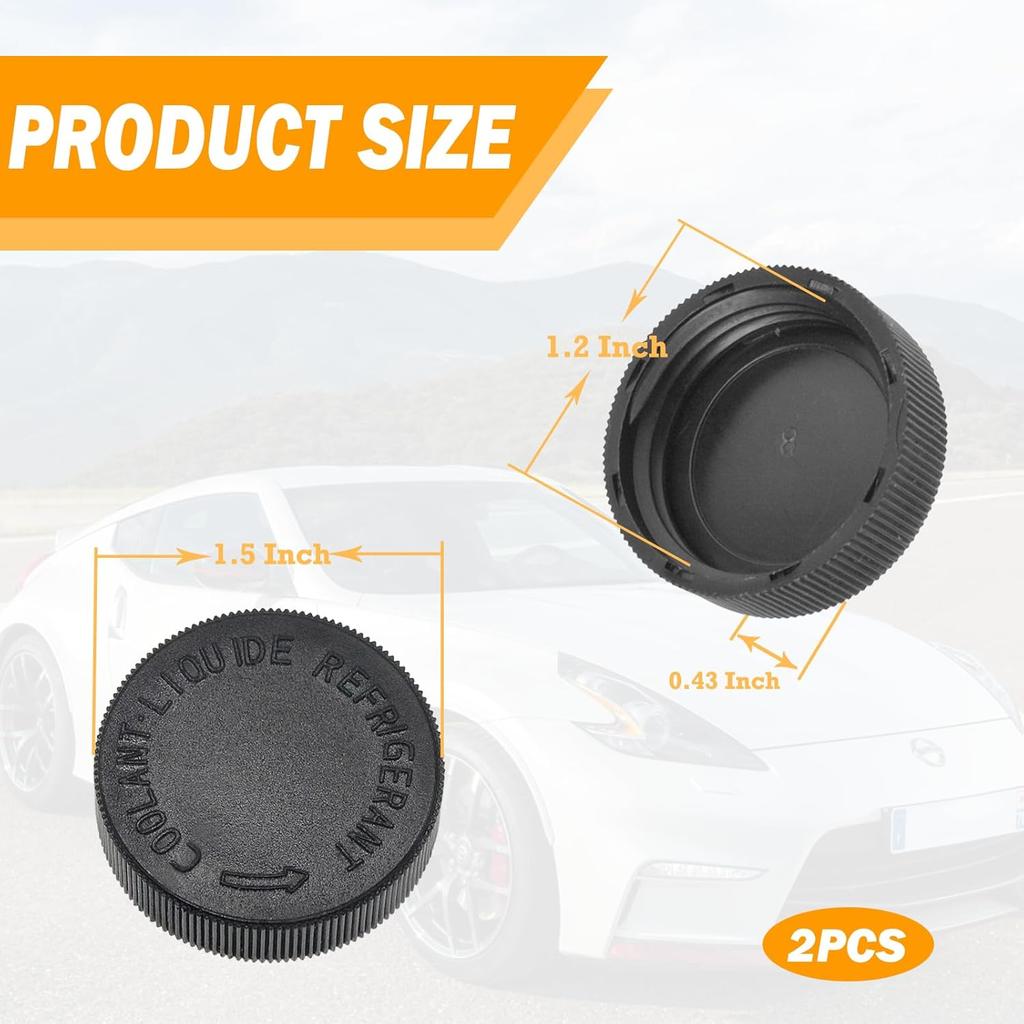 21712-79900 Black Coolant Reservoir Cap 2PCS Engine Radiator Coolant Water Tank Cap Radiator Overflow Tank Lid Cap Compatible with Nissan Murano