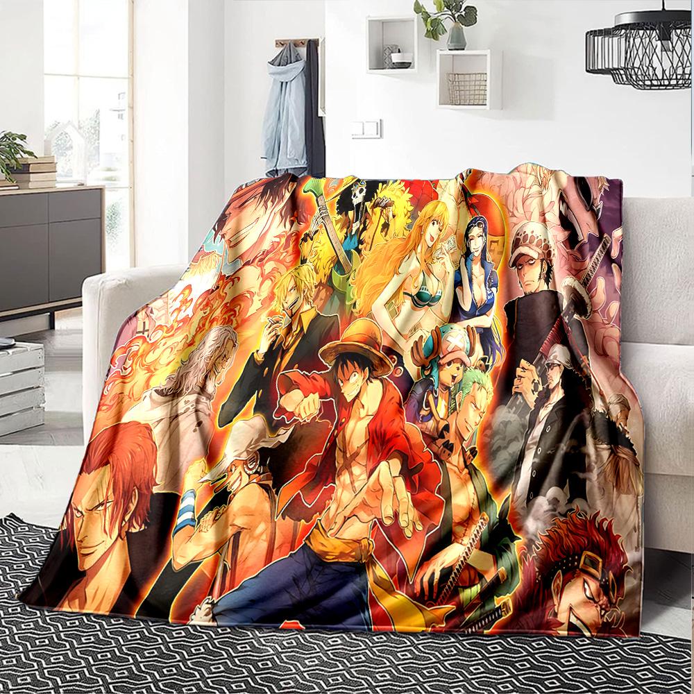 1pc One Piece Adventure flannel Blanket for Super Soft Cute Comfort Blanket for Travel Bedding Couch Sofa Blanket Y8253